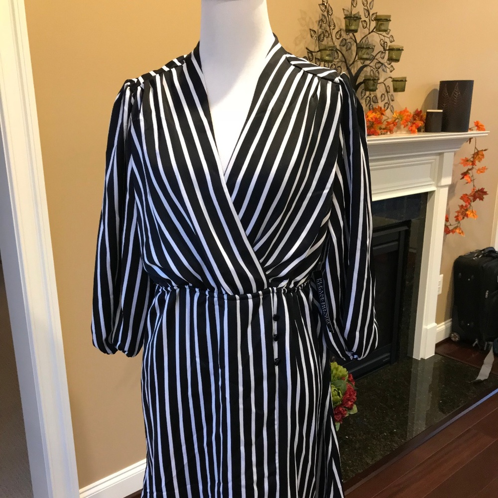 NY&CO Black and White Striped Dress